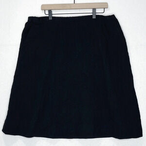 Eileen Fisher Black Gauze Organic Cotton Crinkle Skirt Elastic Waist Size Large